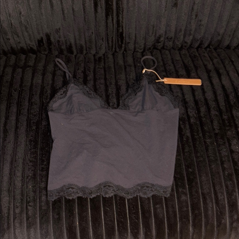 Skims Fits Everybody Black Lace Trim Cami Top